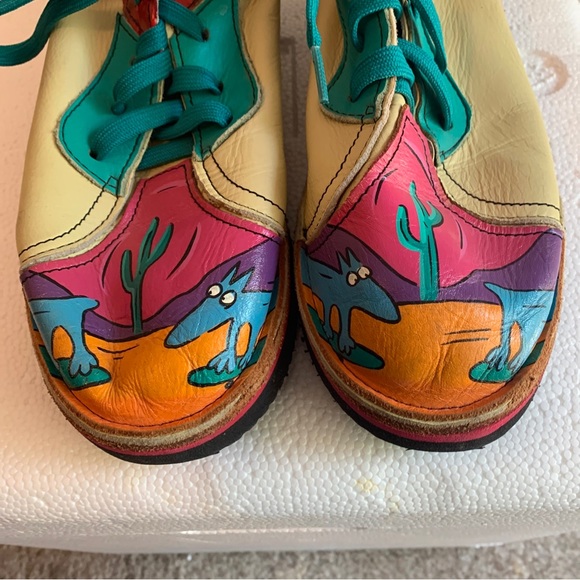 Soletech women’s Shoes SZ 8 Adult Low Top Cobbled Art Koolshoos Leather Dog. - Picture 2 of 8